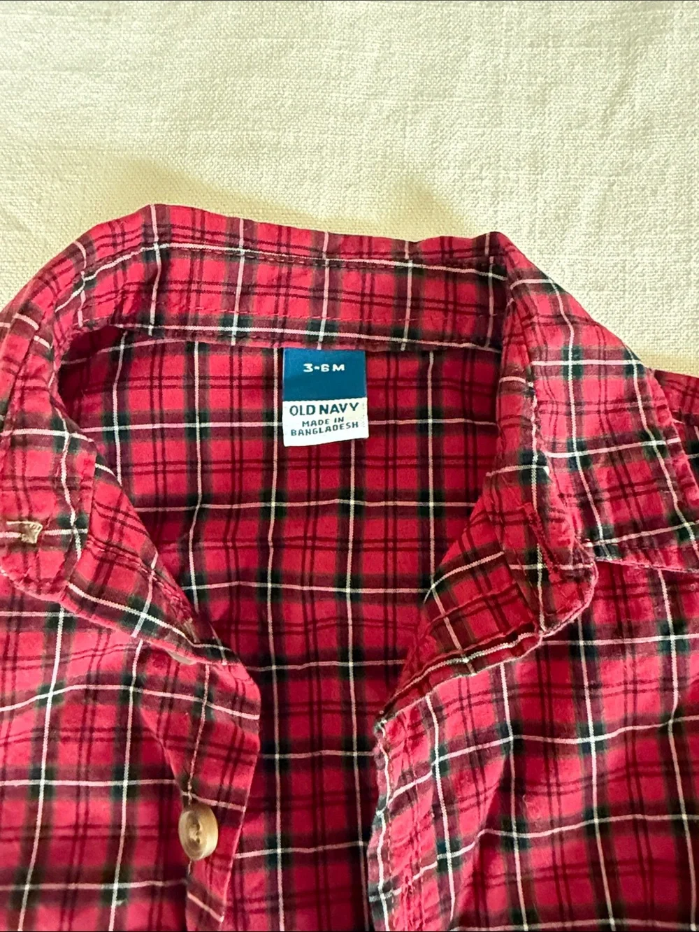 Old Navy Red Plaid Button-Front Shirt with Navy Corduroy Pants